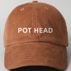 Brown "Pot Head" Corduroy Hat