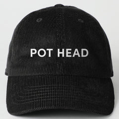 Black "Pot Head" Corduroy Hat