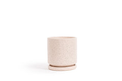 10.5" White Sesame Gemstone Cylinder Pot