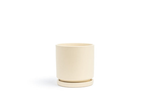 10.5" White Gemstone Cylinder Pot
