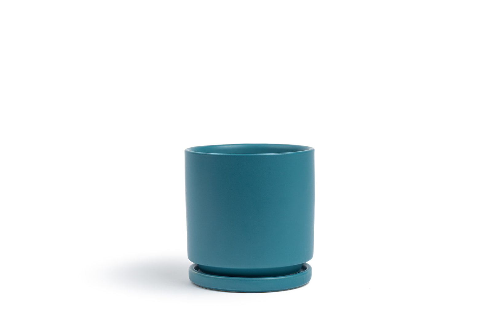 8.25" Antique Teal Gemstone Cylinder Pot