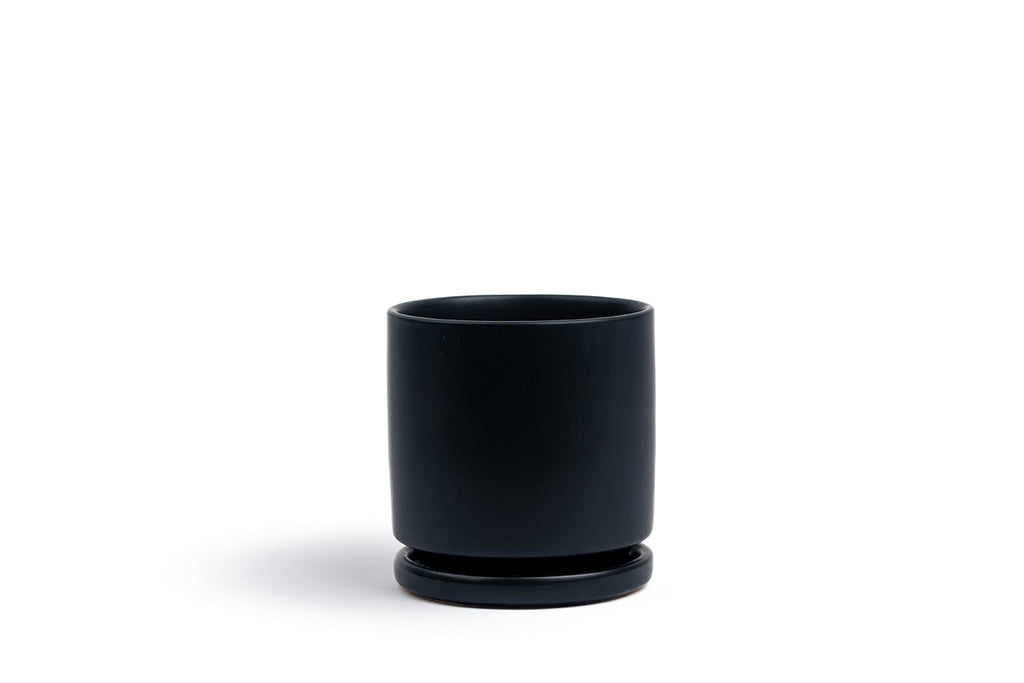 4.5" Black Gemstone Cylinder Pot