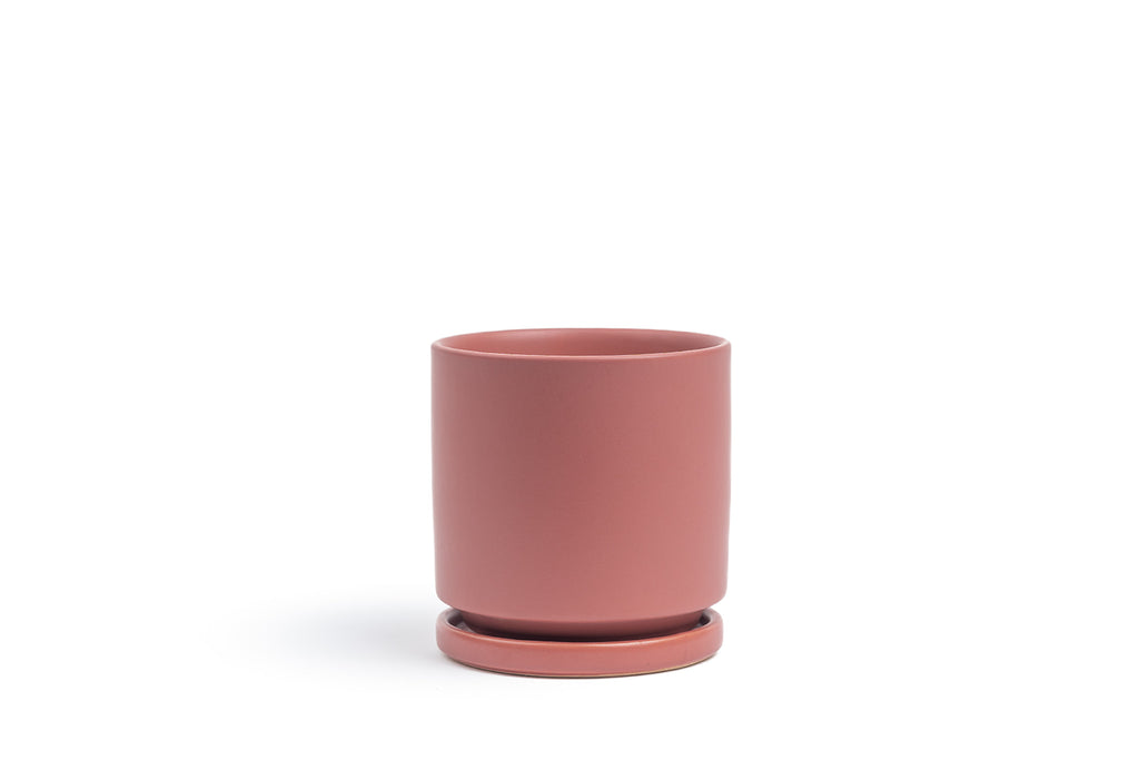 8.25" Dusty Rose Gemstone Cylinder Pot