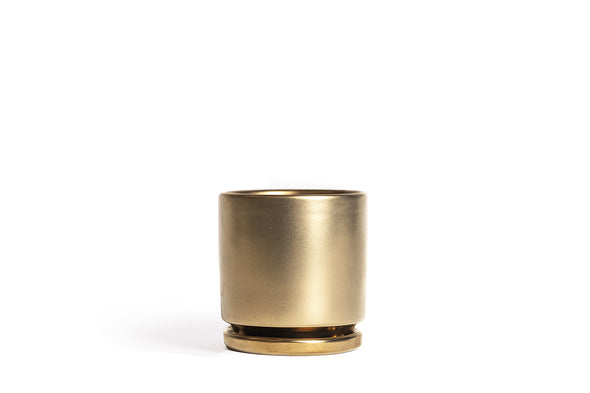 4.5" Gold Gemstone Cylinder Pot