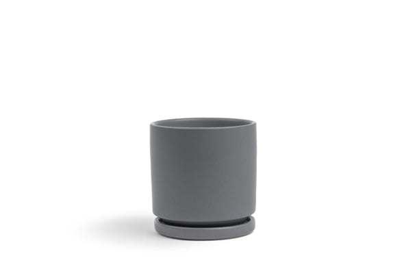 8.25" White Gemstone Cylinder Pot