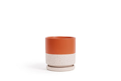 4.5" Rust White Sesame Gemstone Cylinder Pot