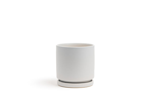 8.25" White Gemstone Cylinder Pot
