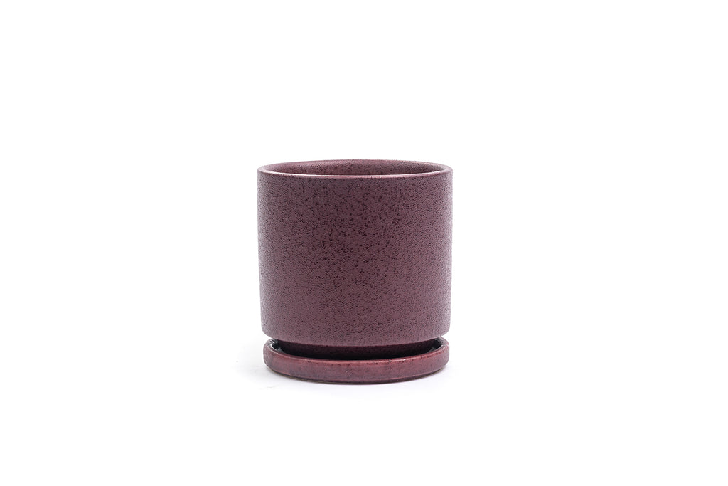 10.5" Textured Bordeaux Gemstone Cylinder Pot