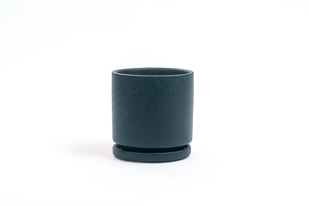 8.25" Textured Indigo Gemstone Cylinder Pot