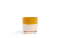 4.5" Top Half Mustard Gemstone Cylinder Pot