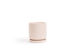 10.5" White Sesame Gemstone Cylinder Pot